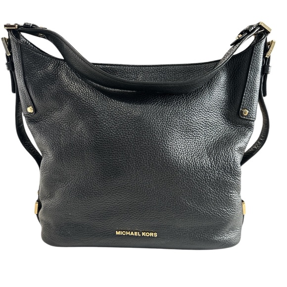 Michael Kors Black Pebbled Leather Shoulder Bag - Picture 1 of 16